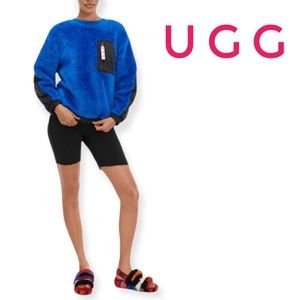 Nwt UGG Niko Sherpa Crewneck Pullover Sweatshirt diva blue Sz Large L